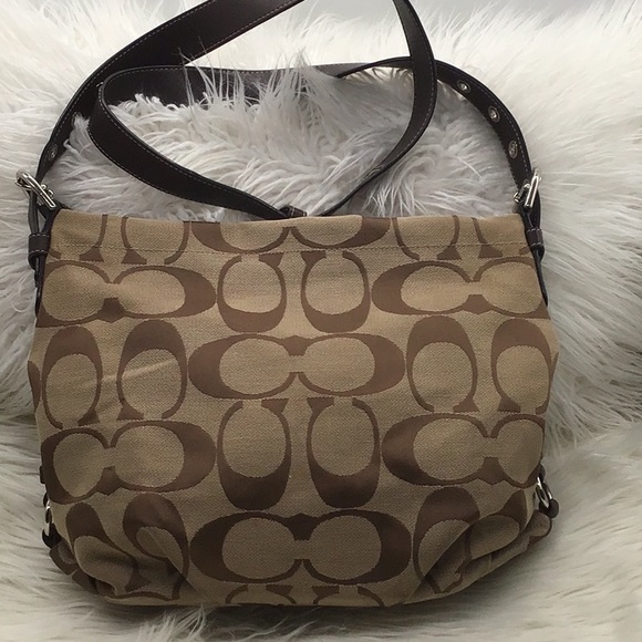 Coach Brown Signature Print Slouch Shoulder/Crossbody Bag - Picture 4 of 11